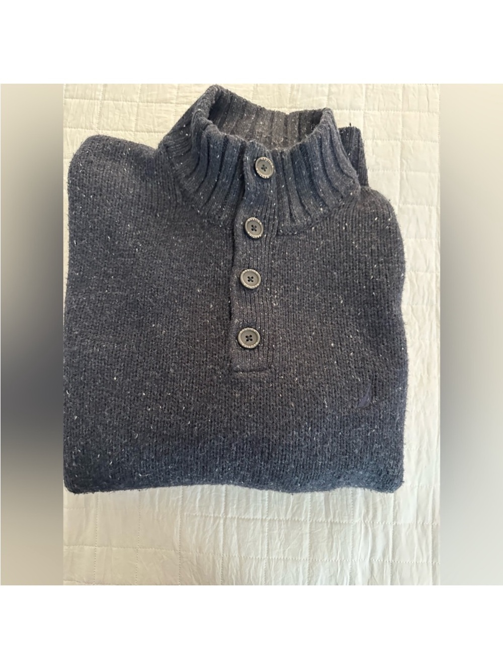 Men's Dark Gray Button-Neck Sweater